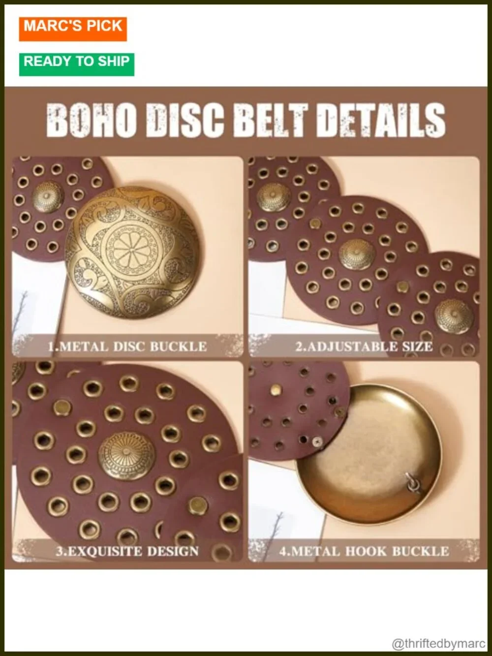 Wide Faux Leather Western Belt with Concho Buckle and Disc